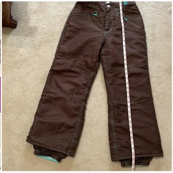 Cherokee snow ski pants adjustable waist brown with teal Size Large 10/12 - Picture 7 of 9